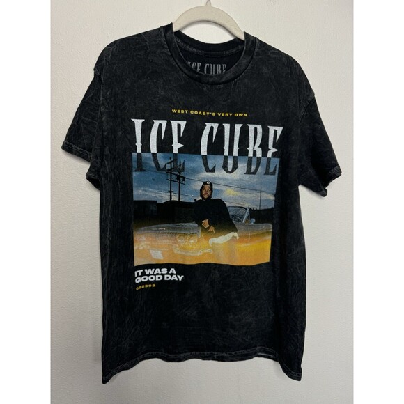 Ice Cube Sz M It Was A Good Day T-Shirt Black Mineral Wash Distressed Cotton - Picture 1 of 8